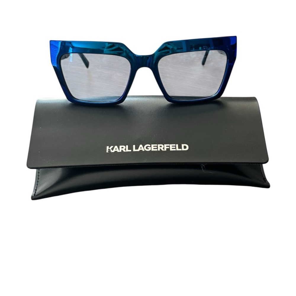 Karl Lagerfeld Bold electric blue,translucent. NWOT comes w case